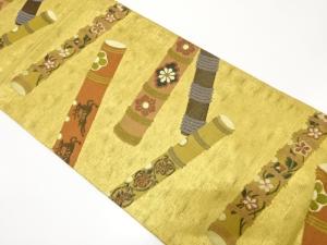 アンティーク 横笛に花・動物模様織り出し袋帯(材料)
